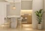 create 3d kitchen, dining and living room design